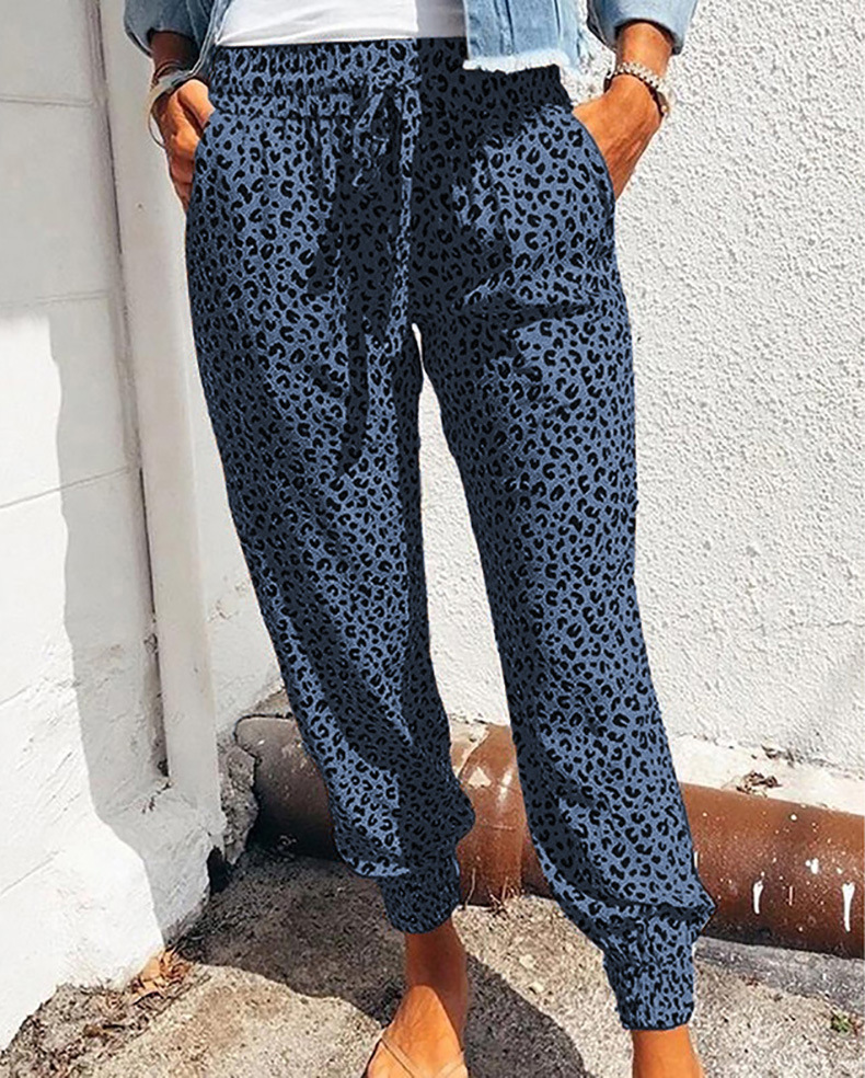 Women's Leopard Print Drawstring Jogger Pants Loose Fit