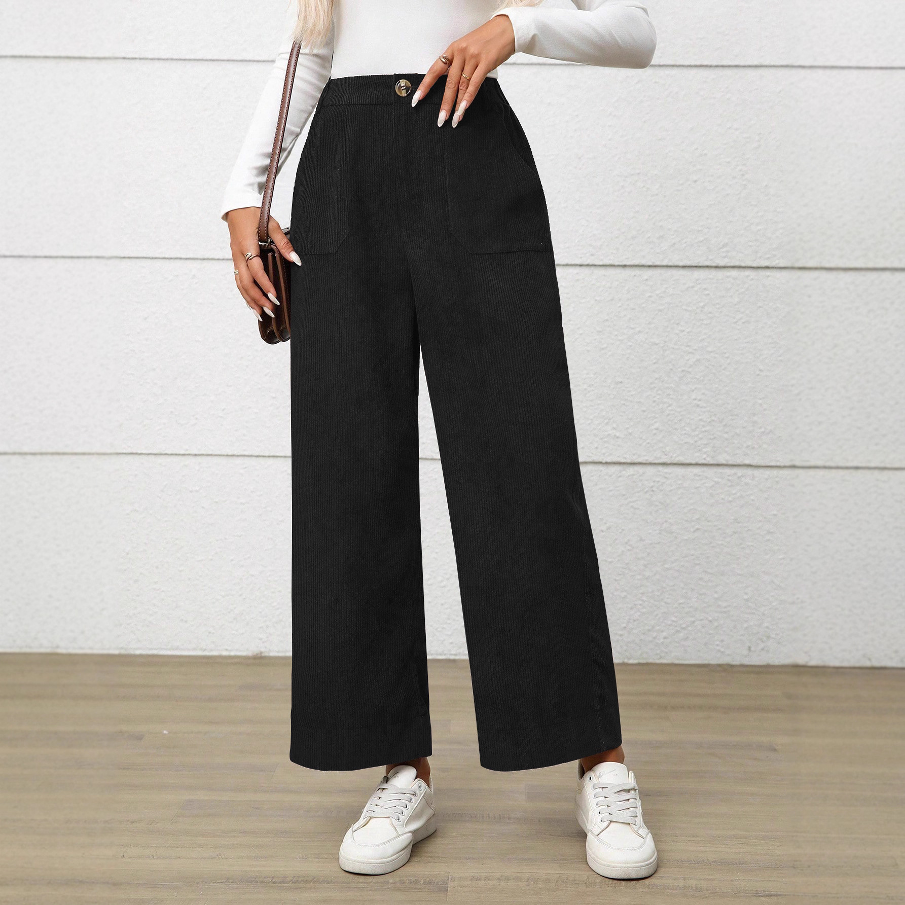 Corduroy Straight-Leg Casual Pants for Women