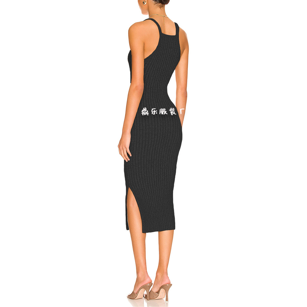 Women's Sleeveless Round Neck Split Knit Dress