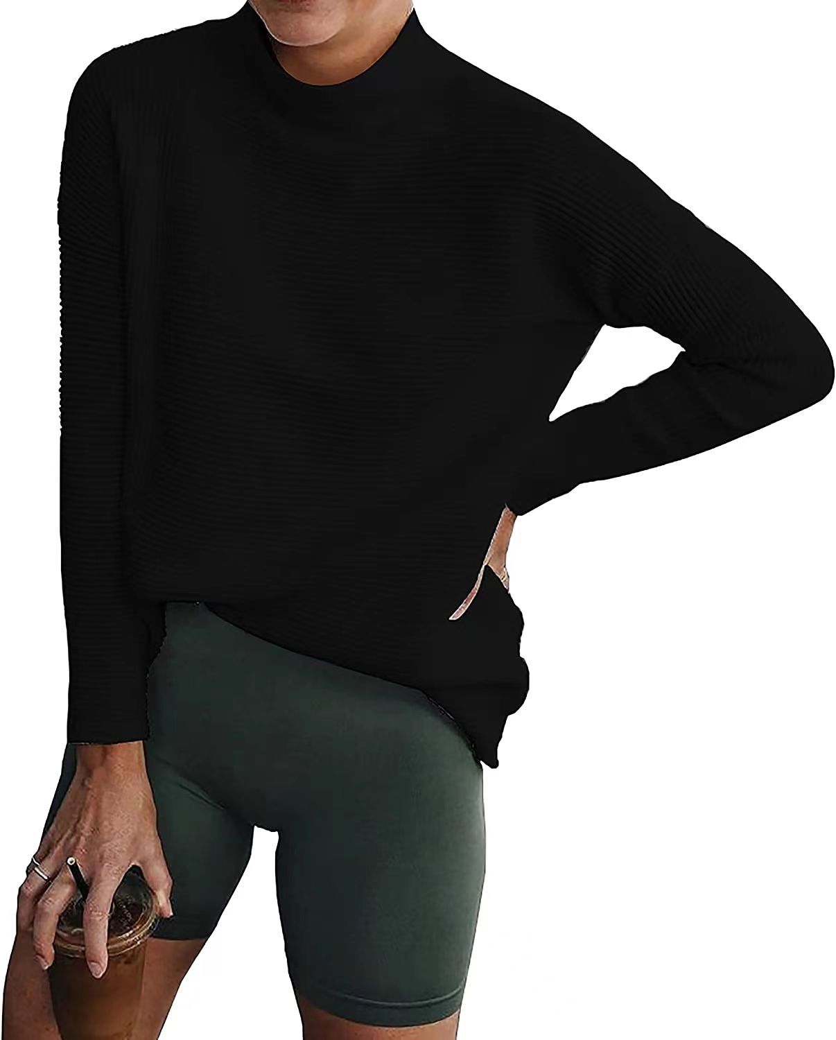 Women's Striped Half-Turtleneck Knit Pullover Sweater