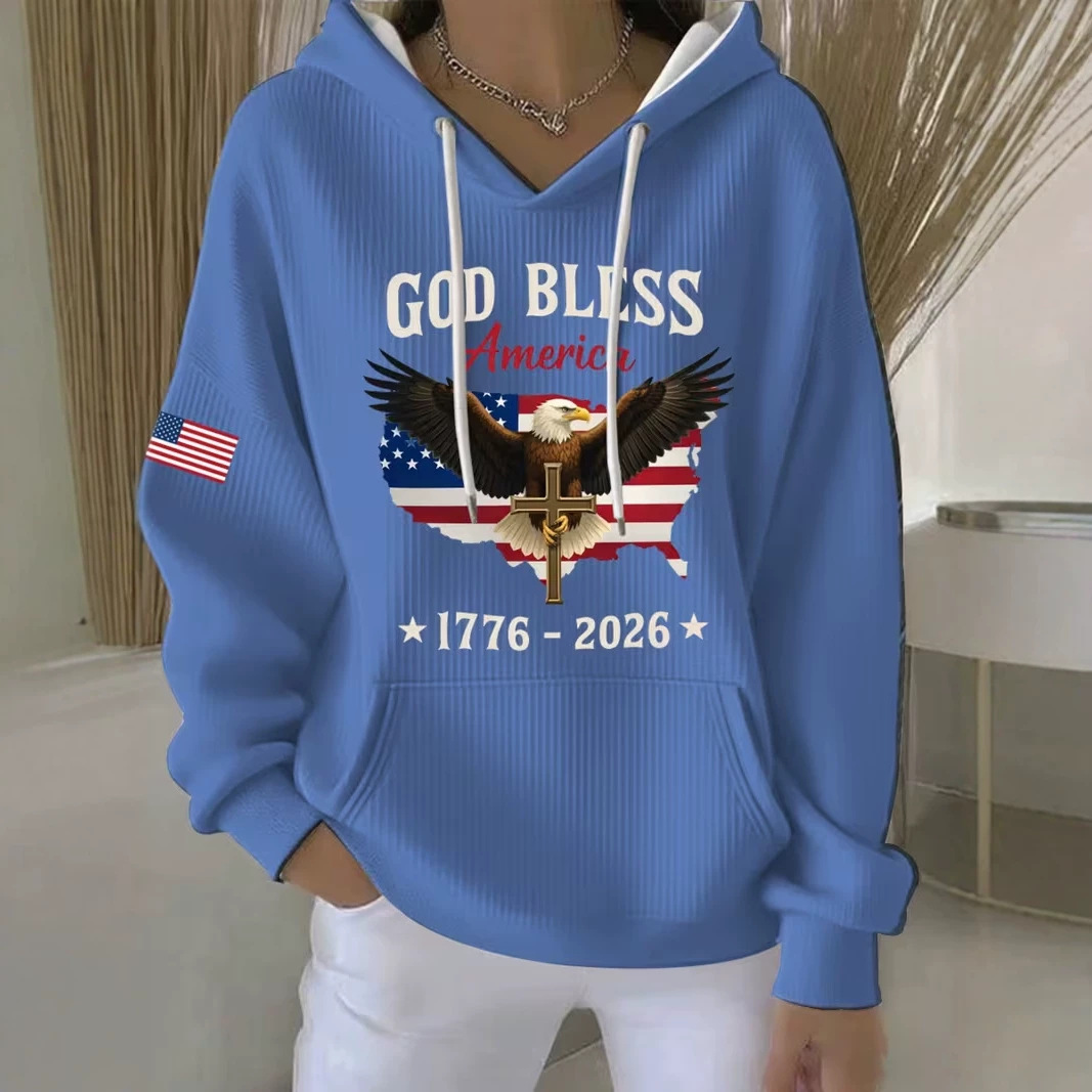 Women's Eagle Cross Print Casual Hoodie