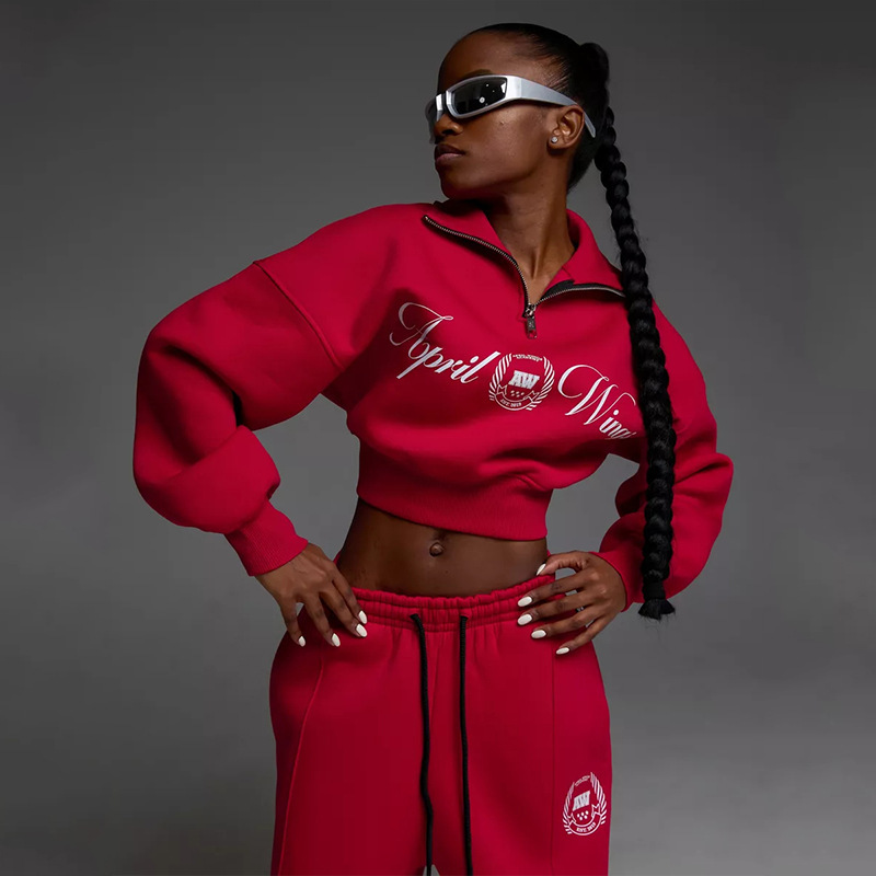 Women's Long Sleeve Collared Printed Hoodie and Tie Pants Two-Piece Set