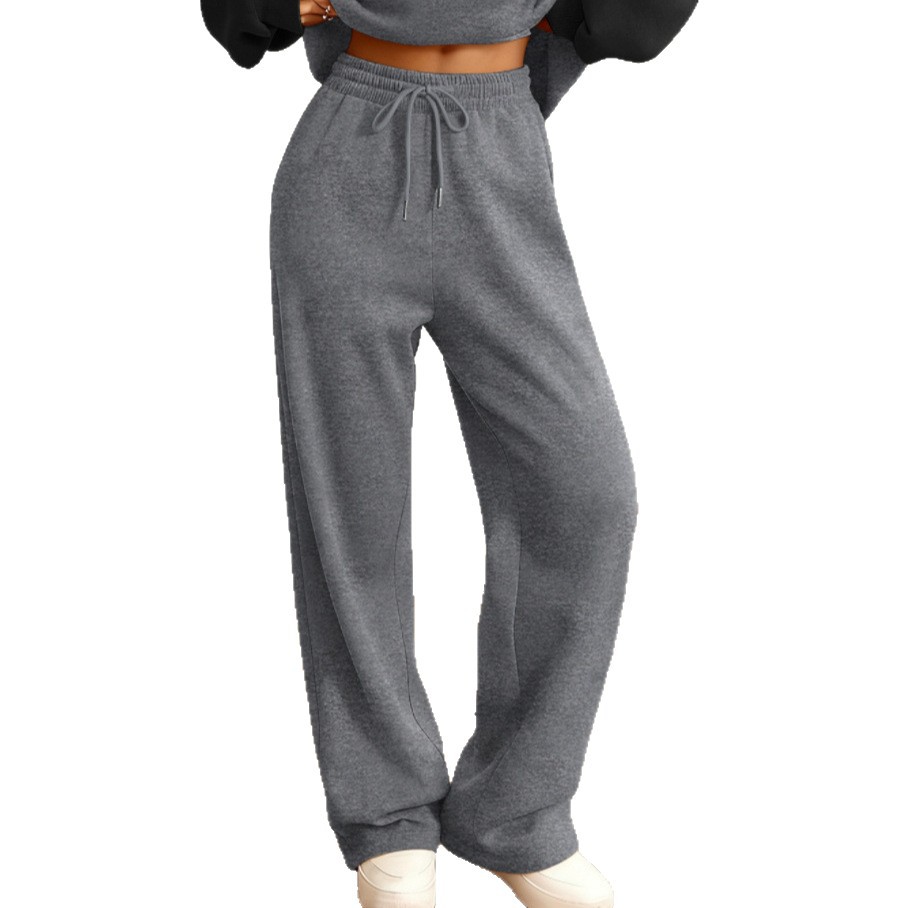 Women's Plus Size Fleece-Lined Sweatpants Drawstring Elastic Waist Loose Fit
