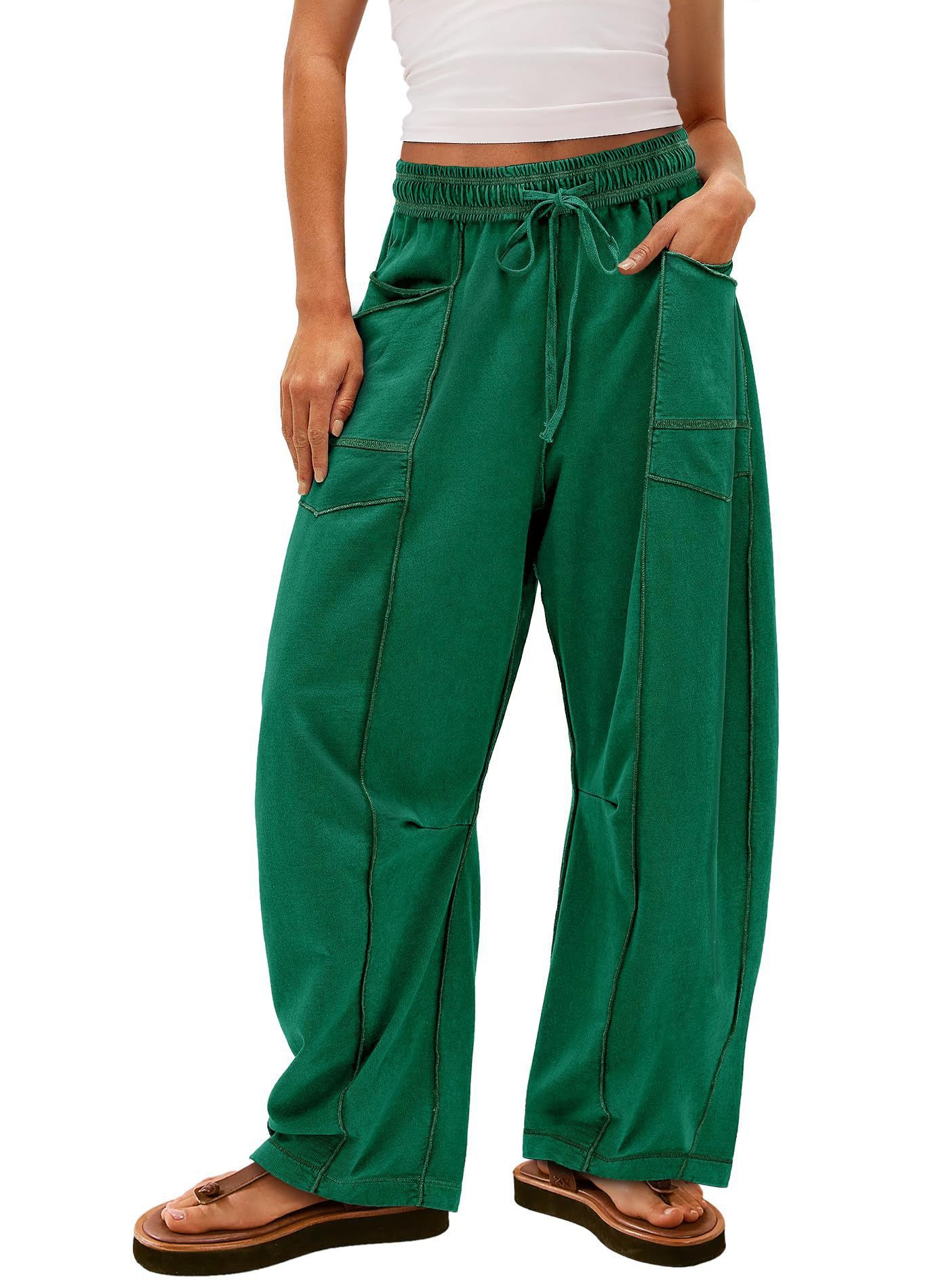 Women's Loose Wide-Leg Drawstring Waist Sweatpants Casual Summer Pants