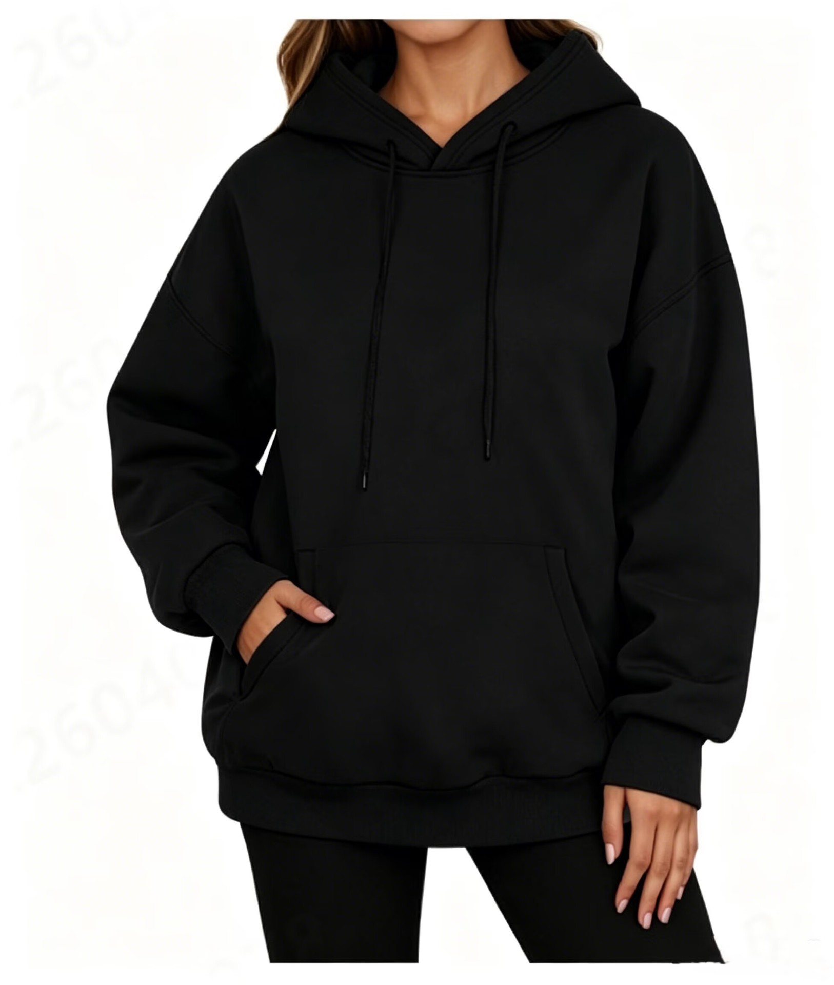 Plus Size Fleece-Lined Pullover Hoodie Unisex Drop Shoulder Solid Color