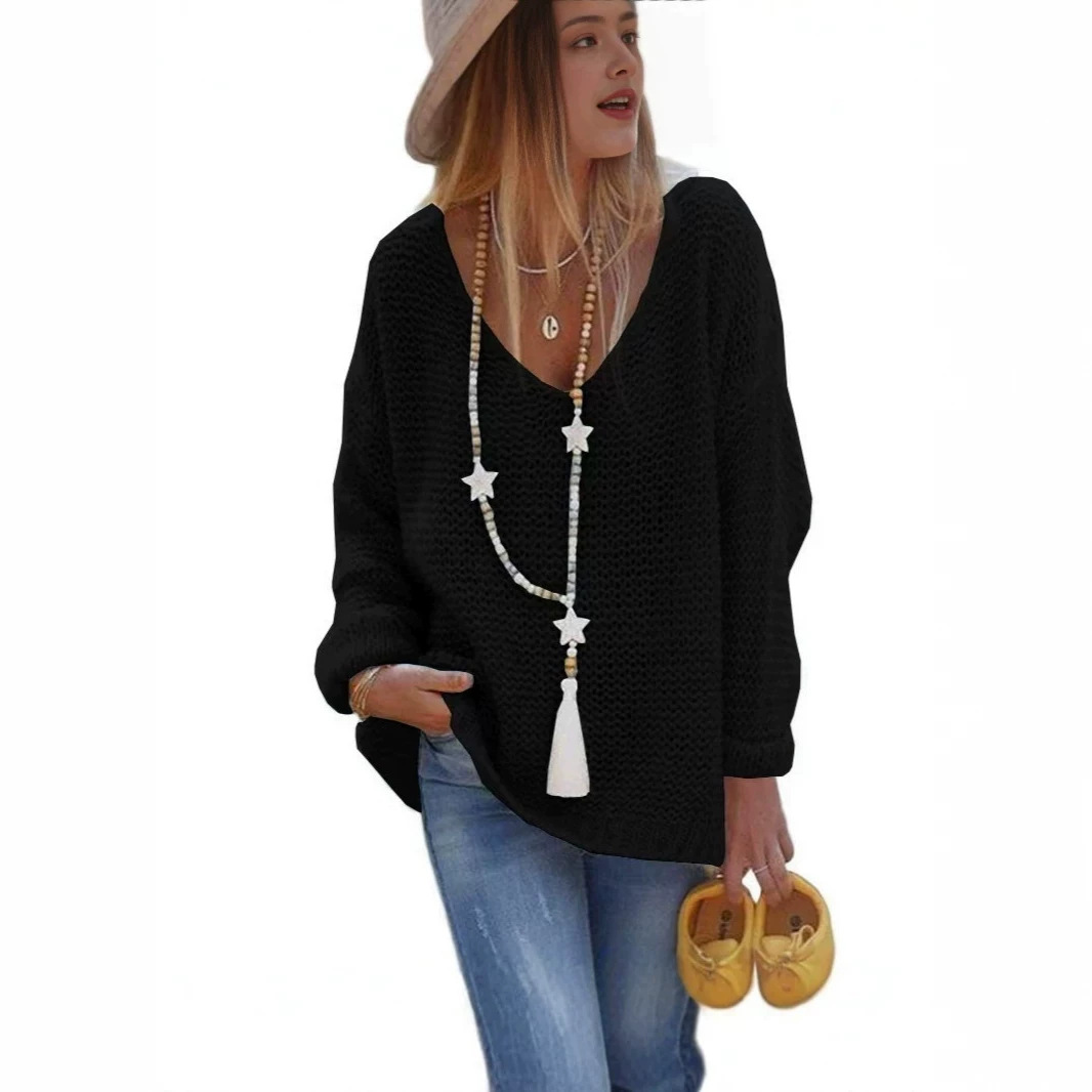 Women's V-Neck Long-Sleeve Knit Sweater