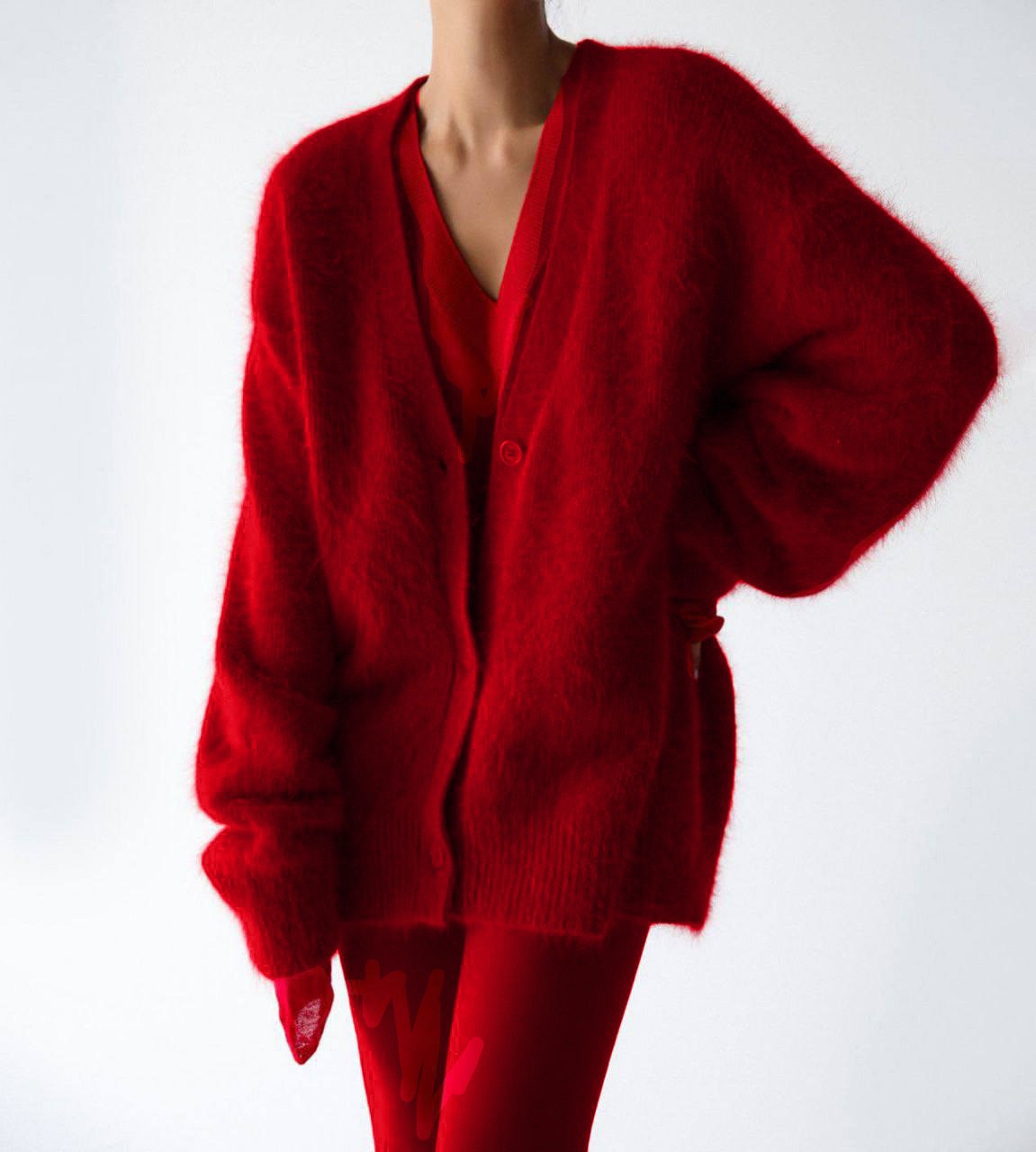 Faux Mink Cardigan Women's Loose Knit Sweater Coat Soft Long Sleeve