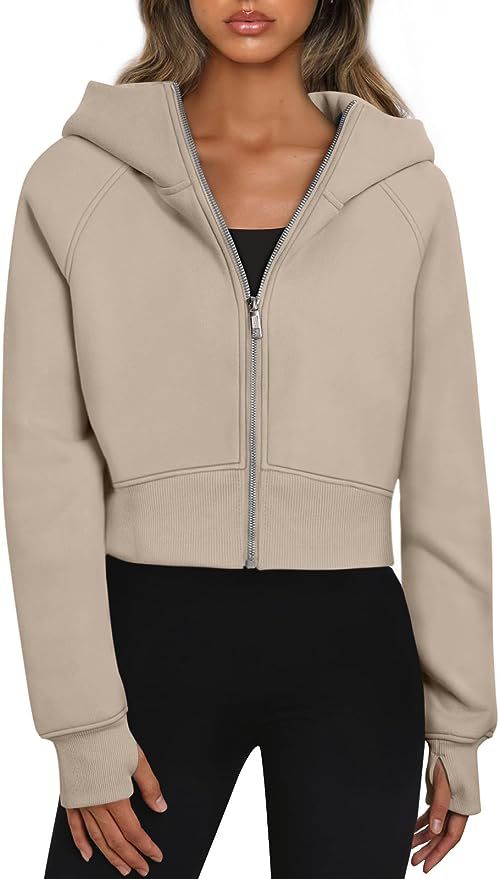 Fleece-Lined Hooded Zip-Up Sweatshirt Jacket