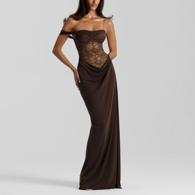 Women's Lace Panel Bodycon Cami Long Dress