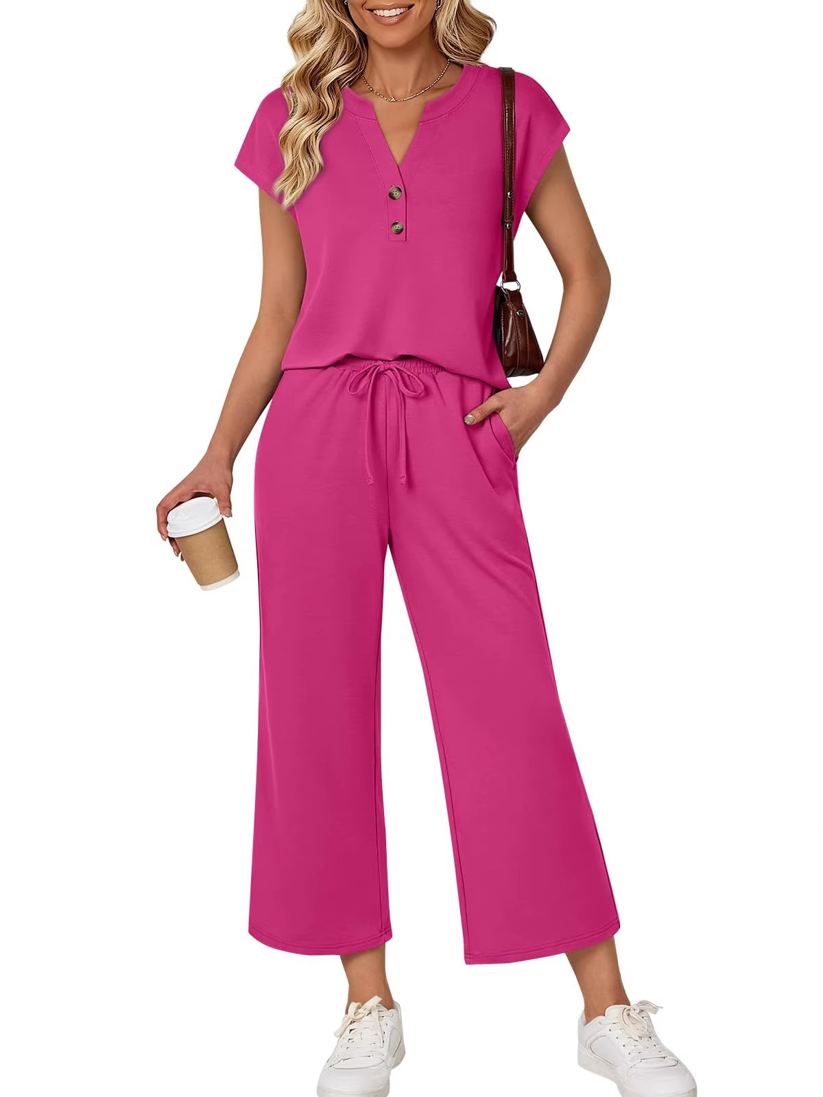Women's Two-Piece Casual Set Short Sleeve Tee & Cropped Pants