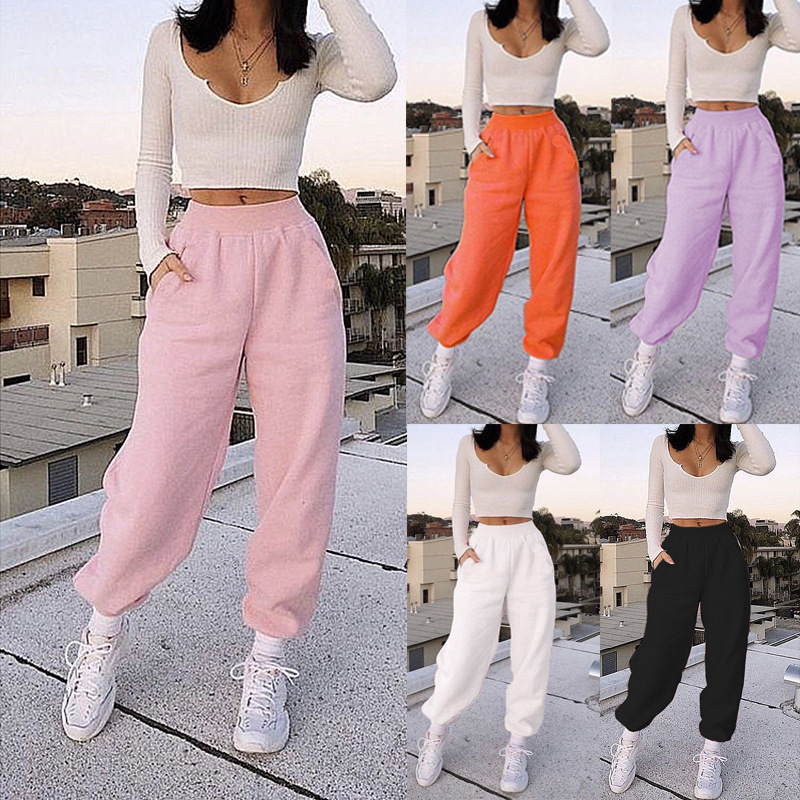 Women's Fleece-Lined Jogger Sweatpants Casual Tapered Fit