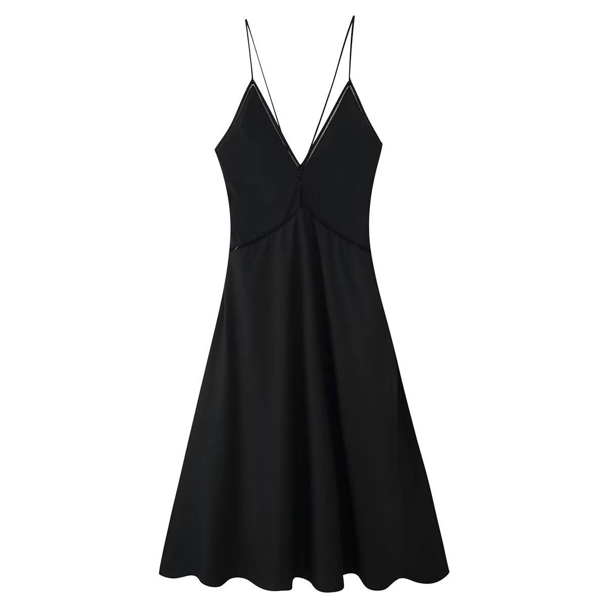 Women's Solid Color V-Neck Sleeveless A-Line Midi Dress