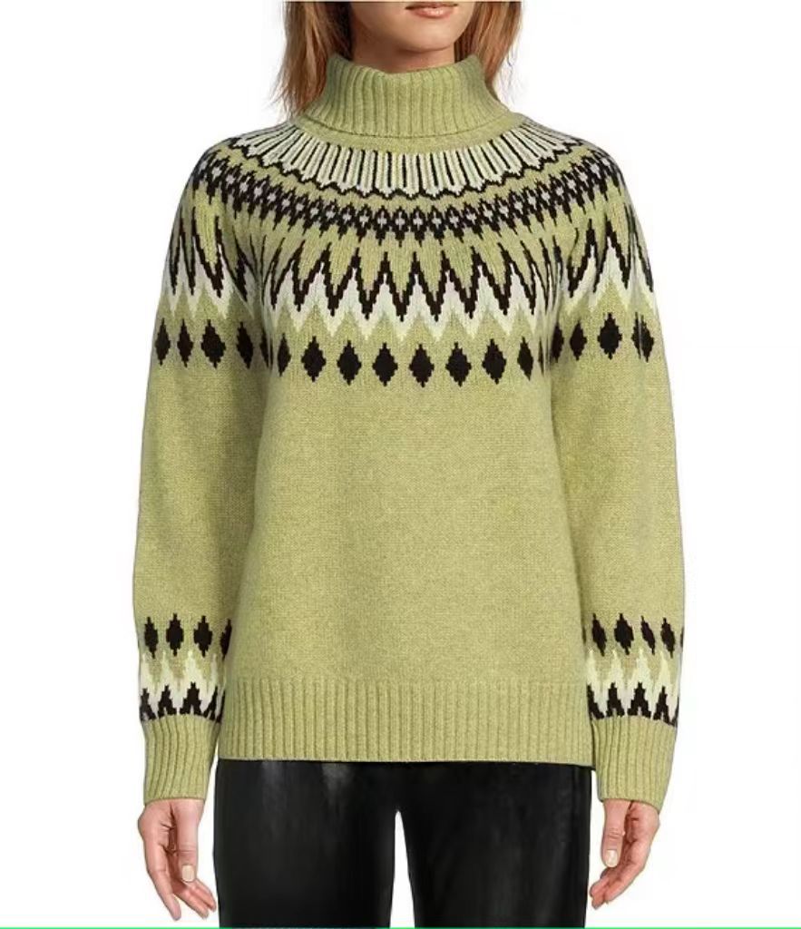 Women's Half Turtleneck Colorblock Slim Fit Knit Sweater