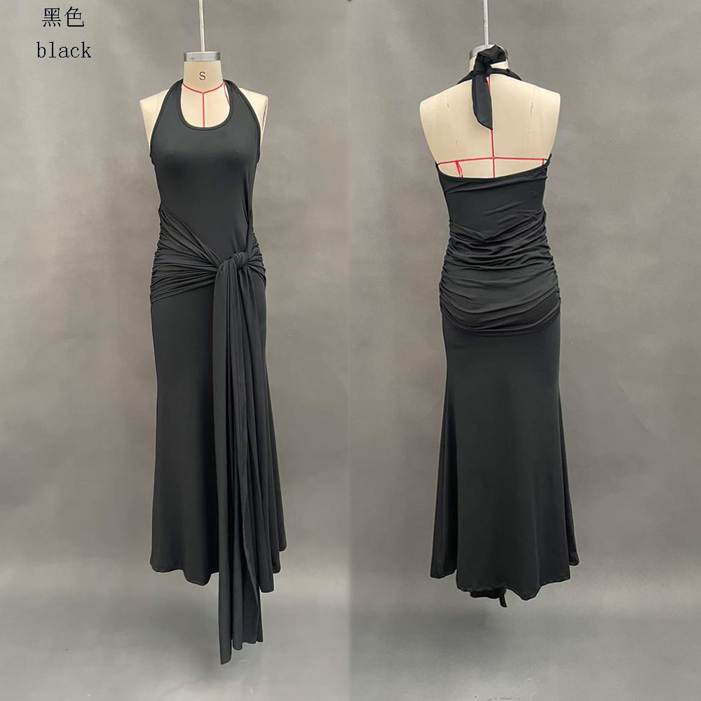 Women's Ribbon-Trim Halter Bodycon Maxi Dress