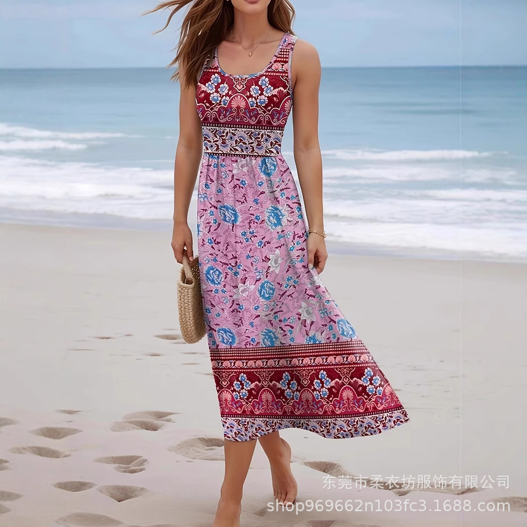 Printed Sleeveless Maxi Dress for Beach and Casual Wear