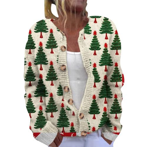 Women's Floral Leaf Print Button Cardigan Sweater