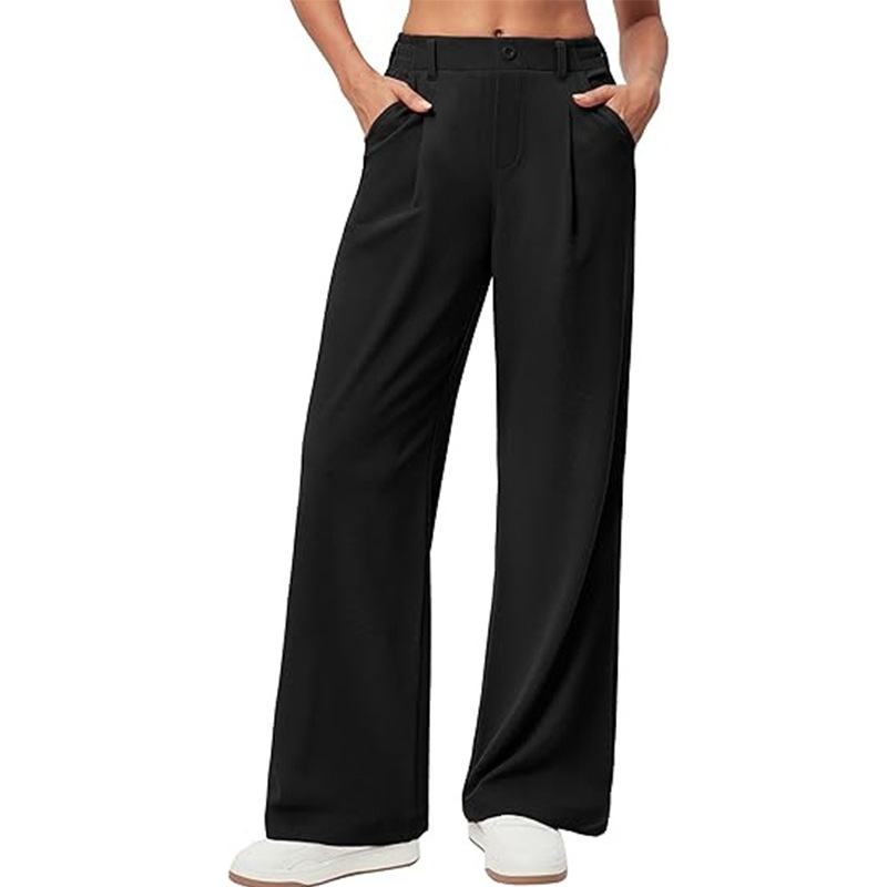 High-Waist Wide-Leg Drapey Casual Pants for Women