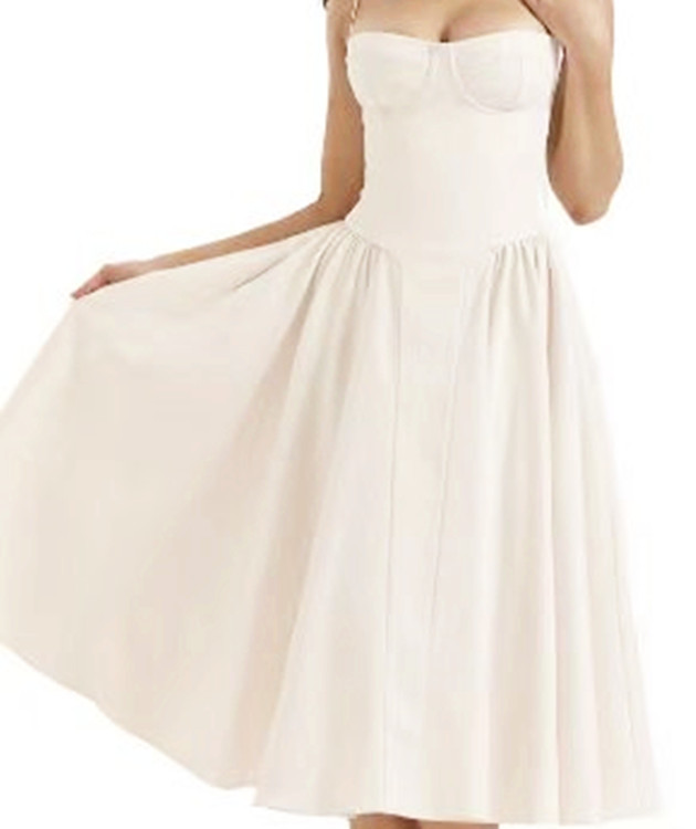 Women's Strapless Floral Dress Slim Fit Sleeveless Long Skirt