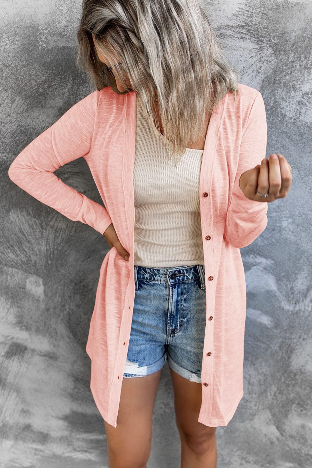Solid Color Single-Breasted Midi Cardigan Long Sleeve Sun Protection Cover-Up