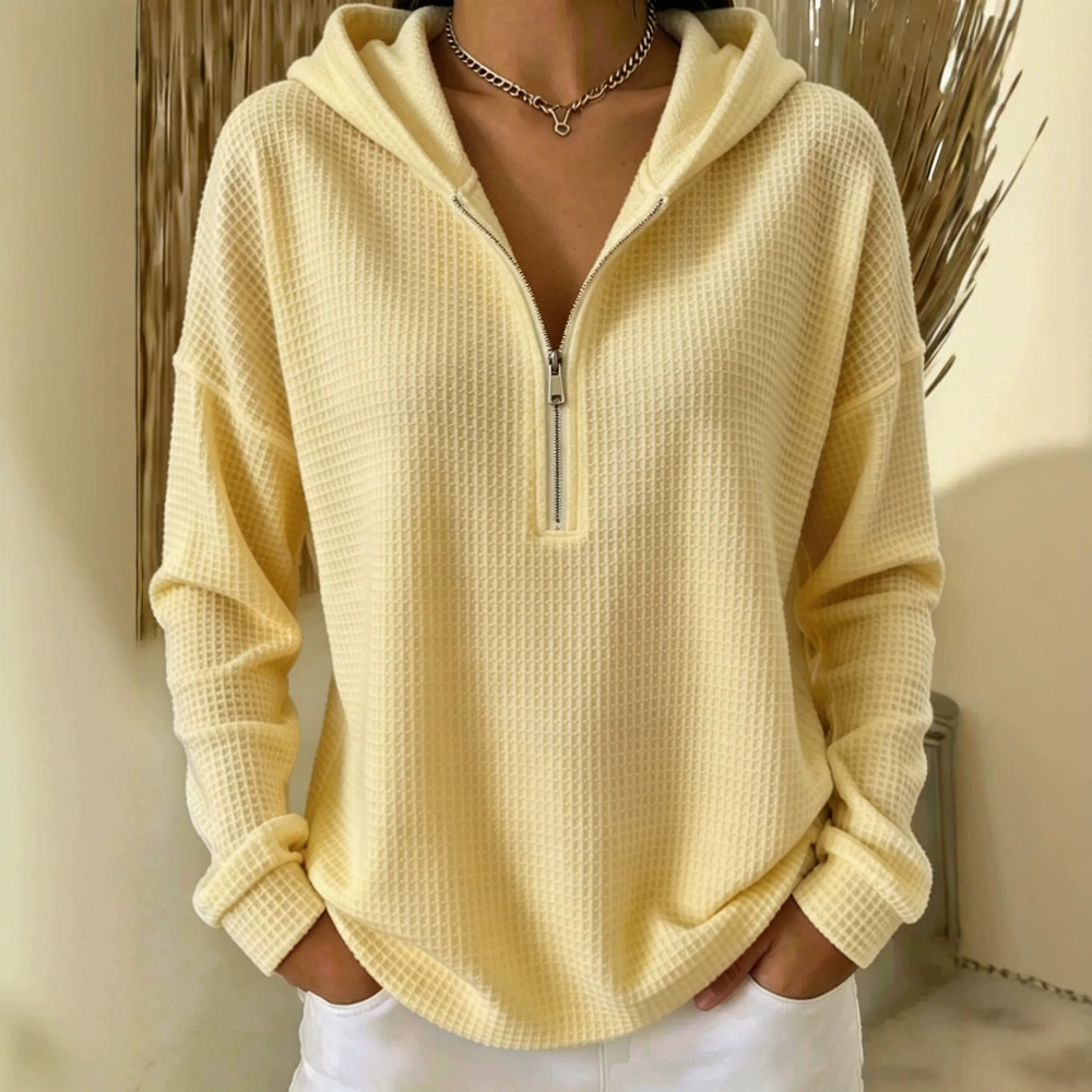 Women's Waffle Knit Zip-Up Hoodie