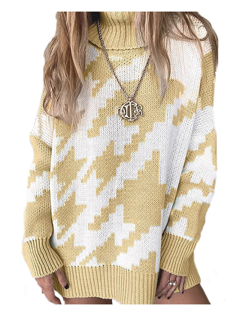 Women's Color-Block Collared Midi Knit Sweater