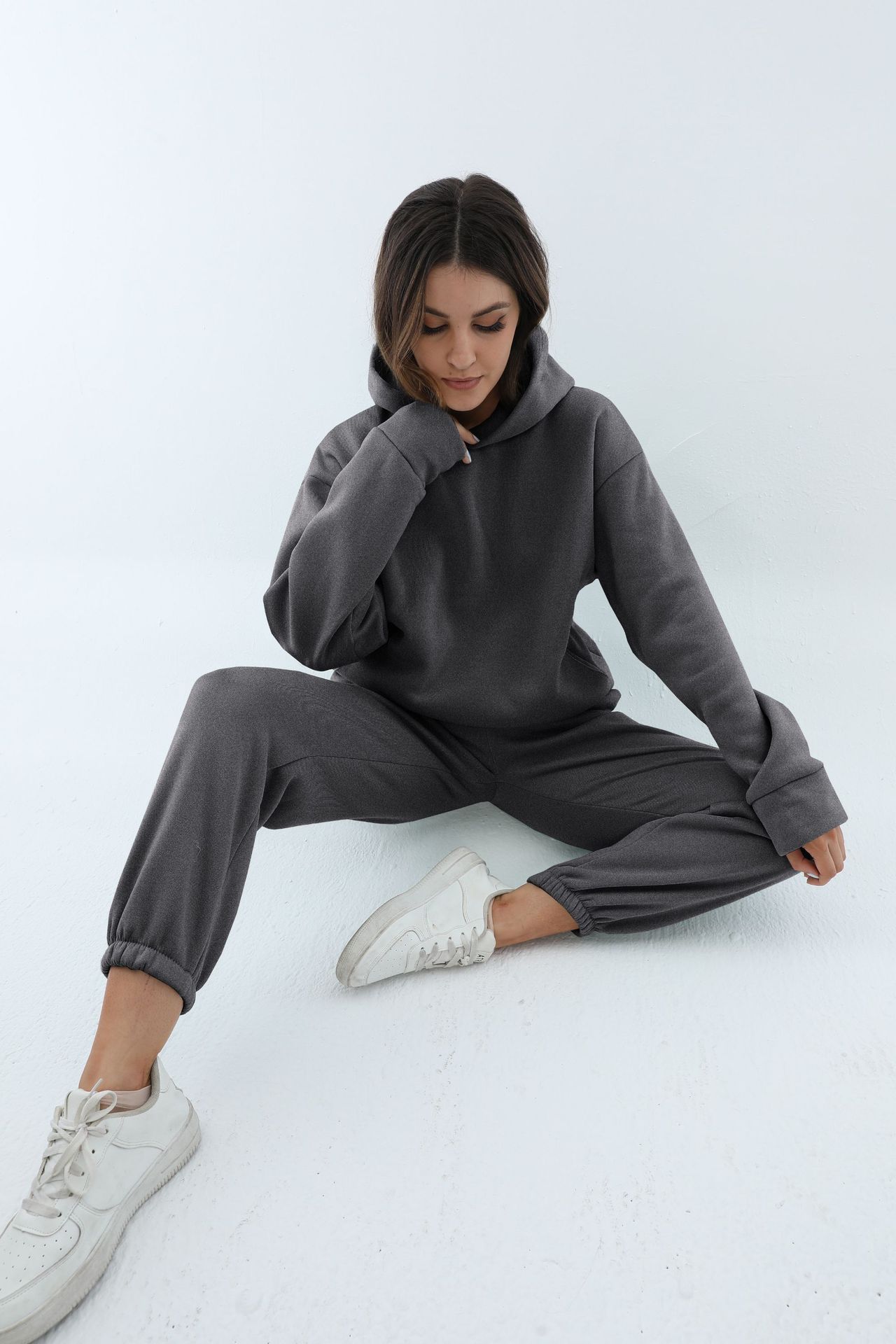 Women's Casual Thick Long-Sleeve Sweatshirt and Pants Two-Piece Set