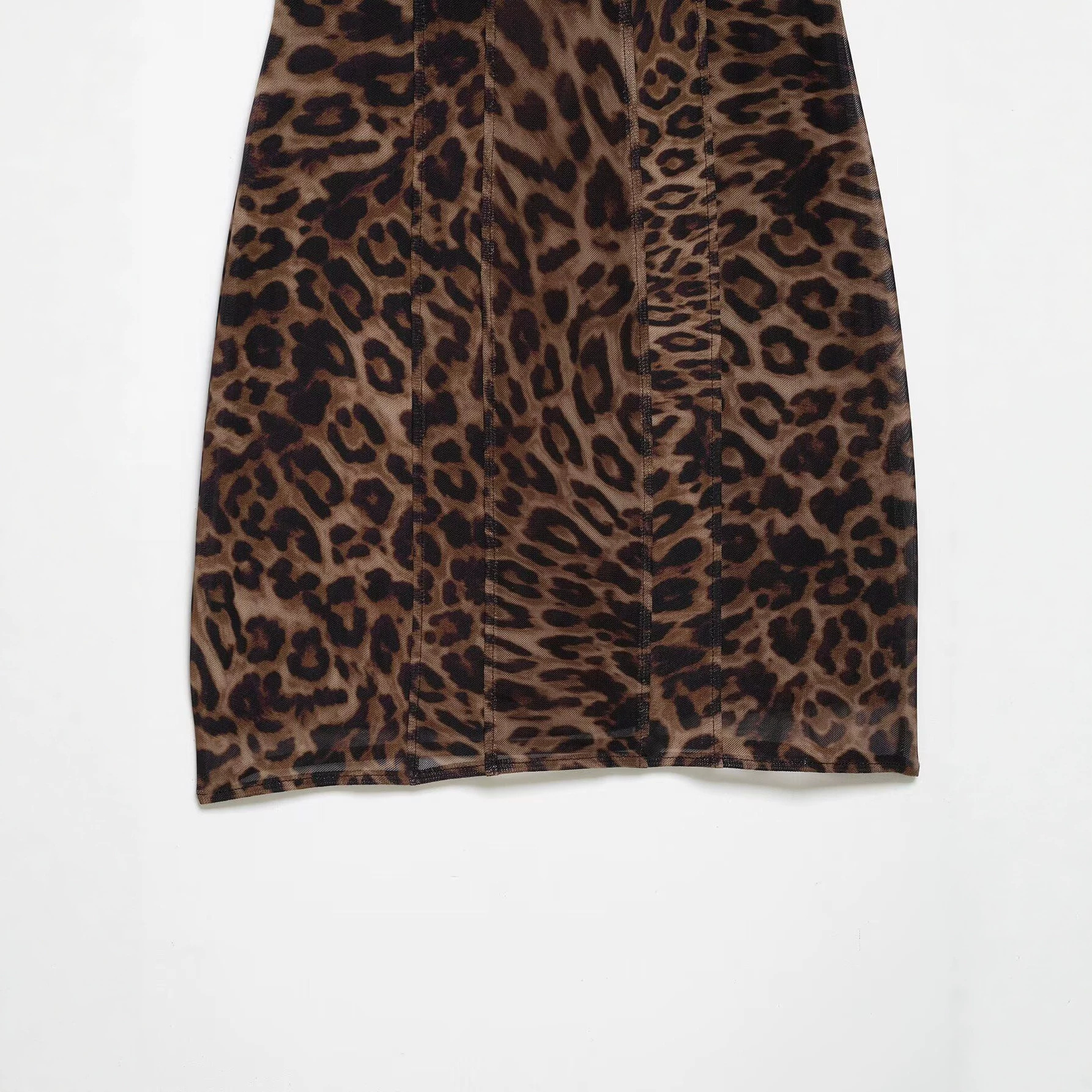Women's Animal Print Mesh Corset Dress Sleeveless A-Line Midi