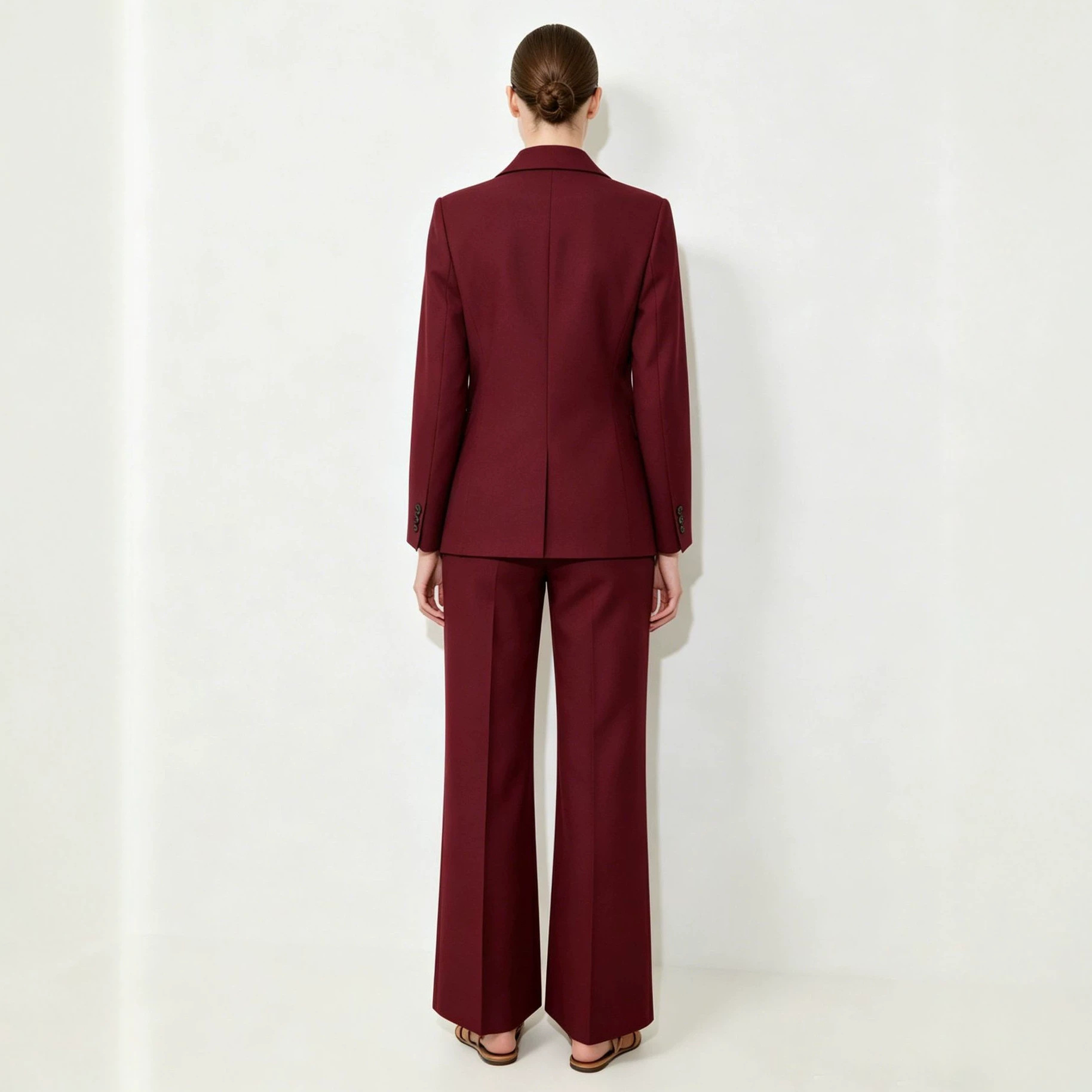 Women's Red Blazer and Straight-Leg Pants Set