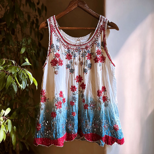 Women's Vintage Floral Sleeveless Tank Dress Casual