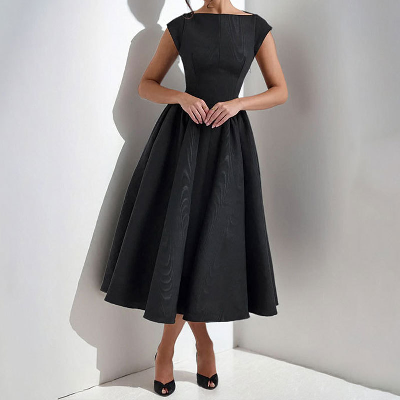French Style Midi Dress for Women Summer Sleeveless High Waist