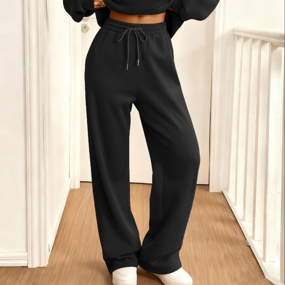 Women's Plus Size Fleece-Lined Sweatpants Drawstring Elastic Waist Loose Fit