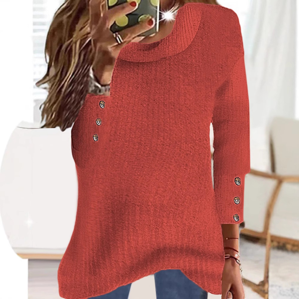 Women's High Neck Knit Sweatshirt Pullover