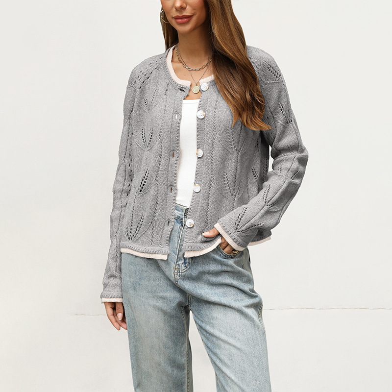 Women's Cropped Button-Front Knit Cardigan Sweater