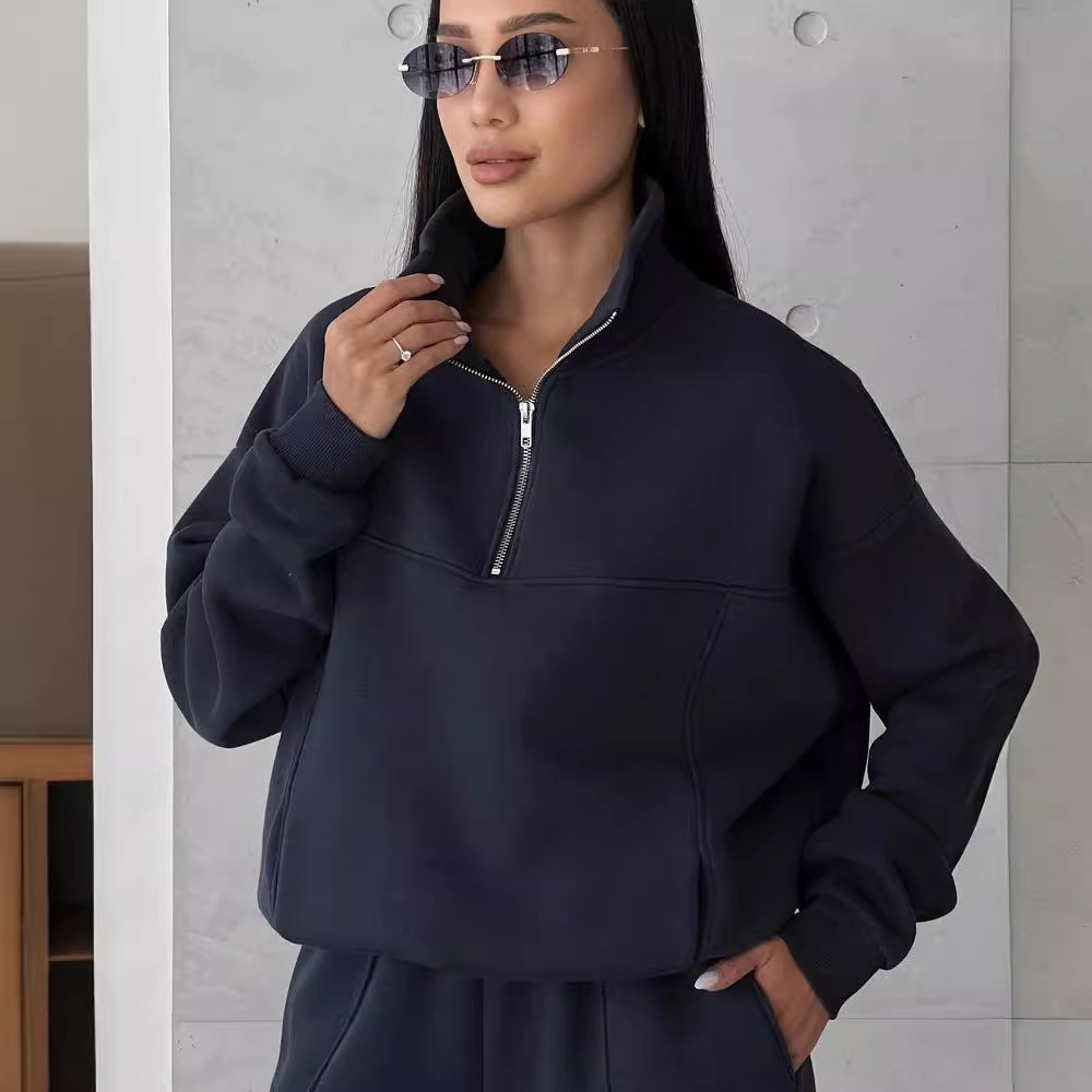 Women's Casual Colorblock Zip-Up Sweatshirt & Pants Set