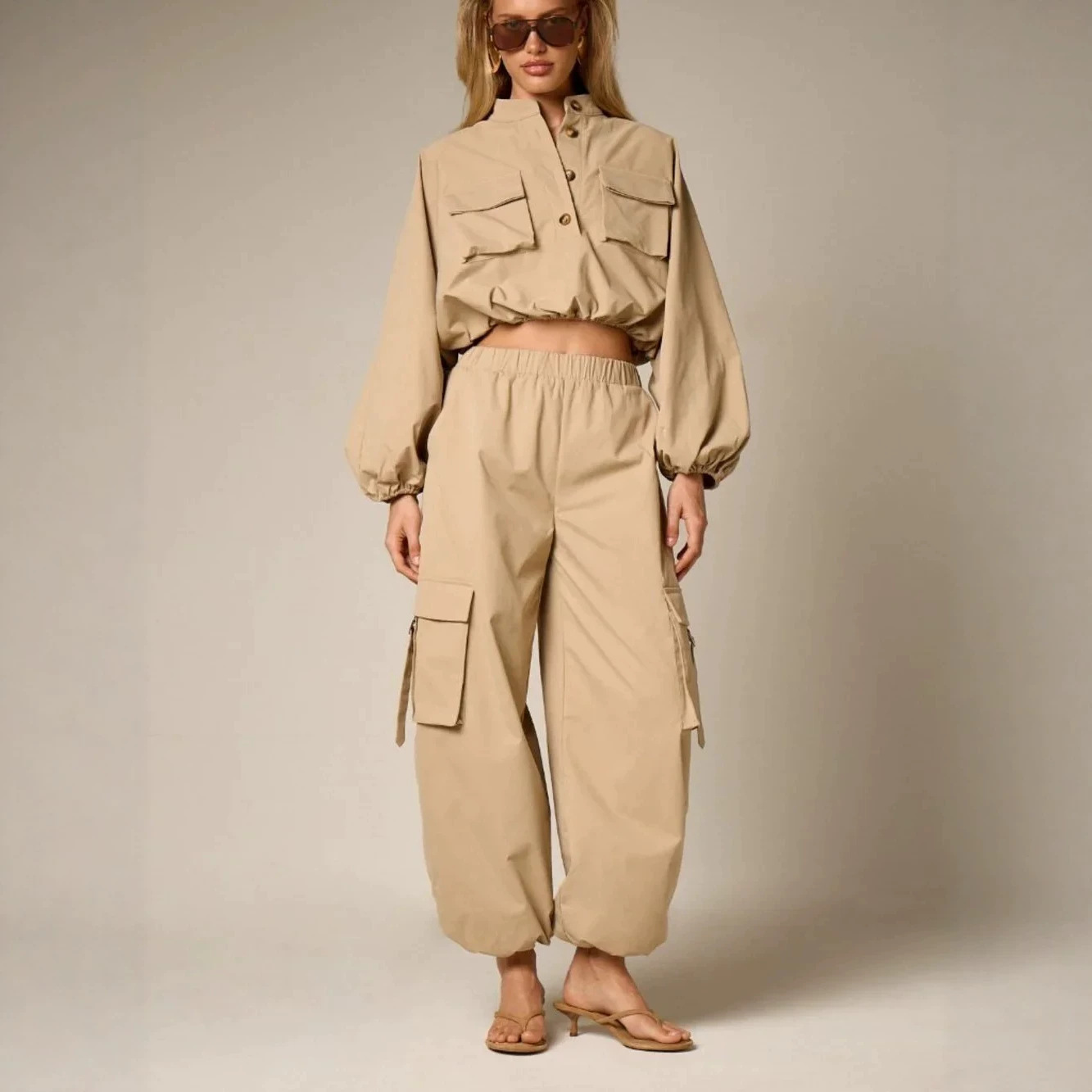 Men's Pleated Multi-Pocket Cargo Pants Slim Fit Techwear
