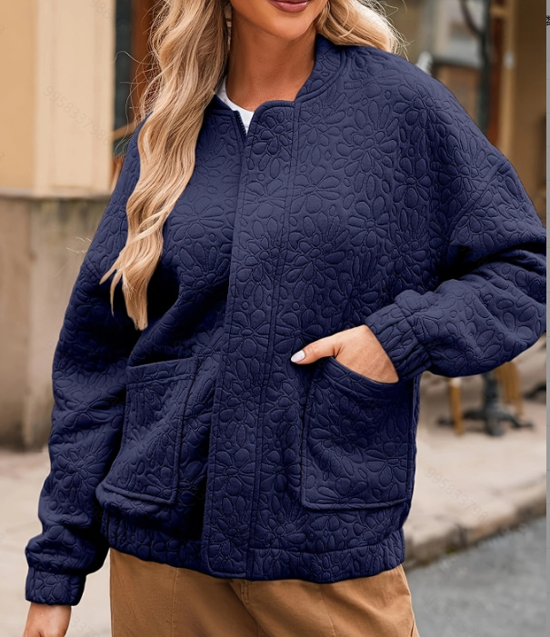 Women's Textured Button-Down Long-Sleeve Cardigan Jacket