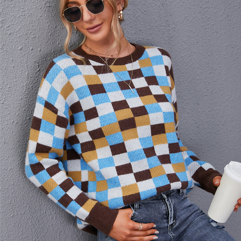 Striped Cotton Round Neck Wool Knit Pullover Sweater Long Sleeve
