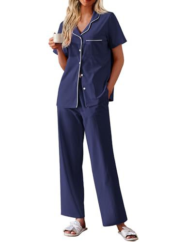 Women's Cuban Collar Short Sleeve Shirt and Pants Set