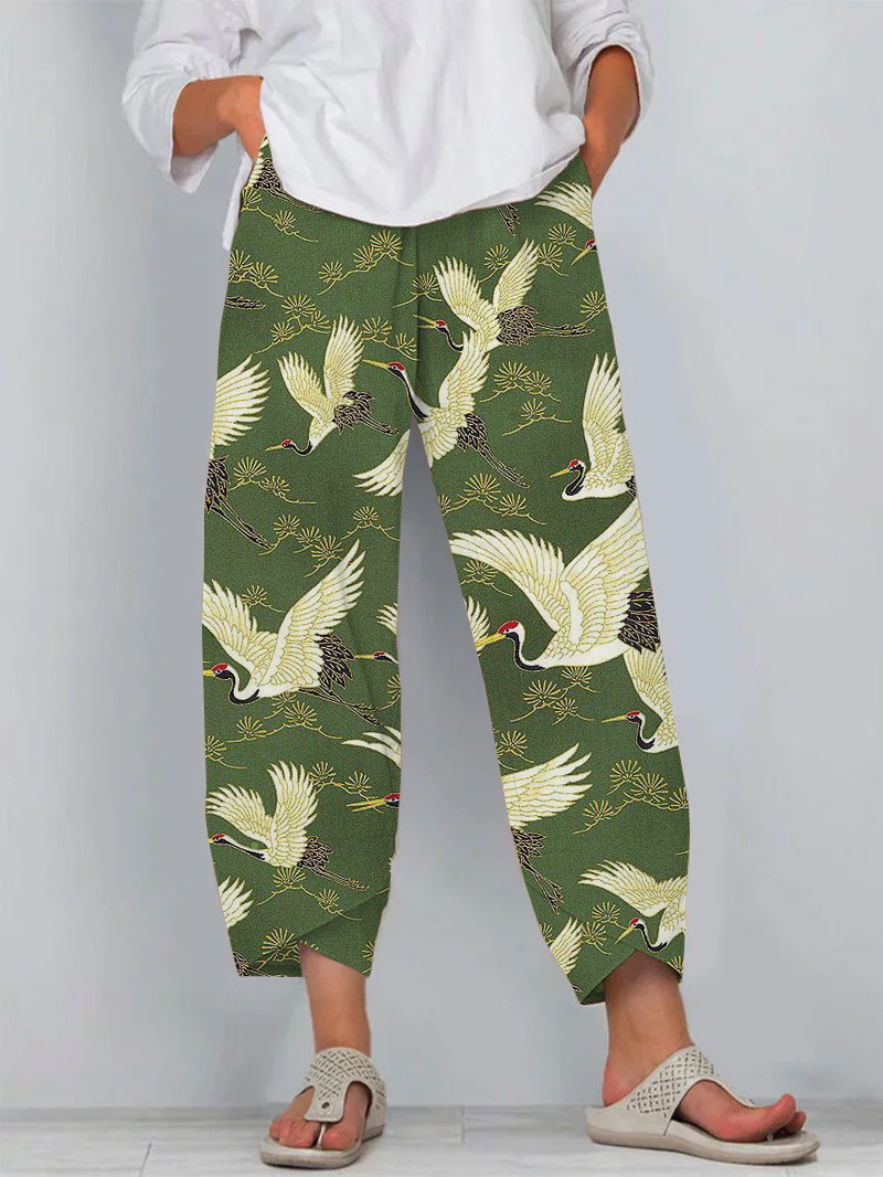 Women's Striped Fish Print Jogger Pants Casual Tapered-Leg