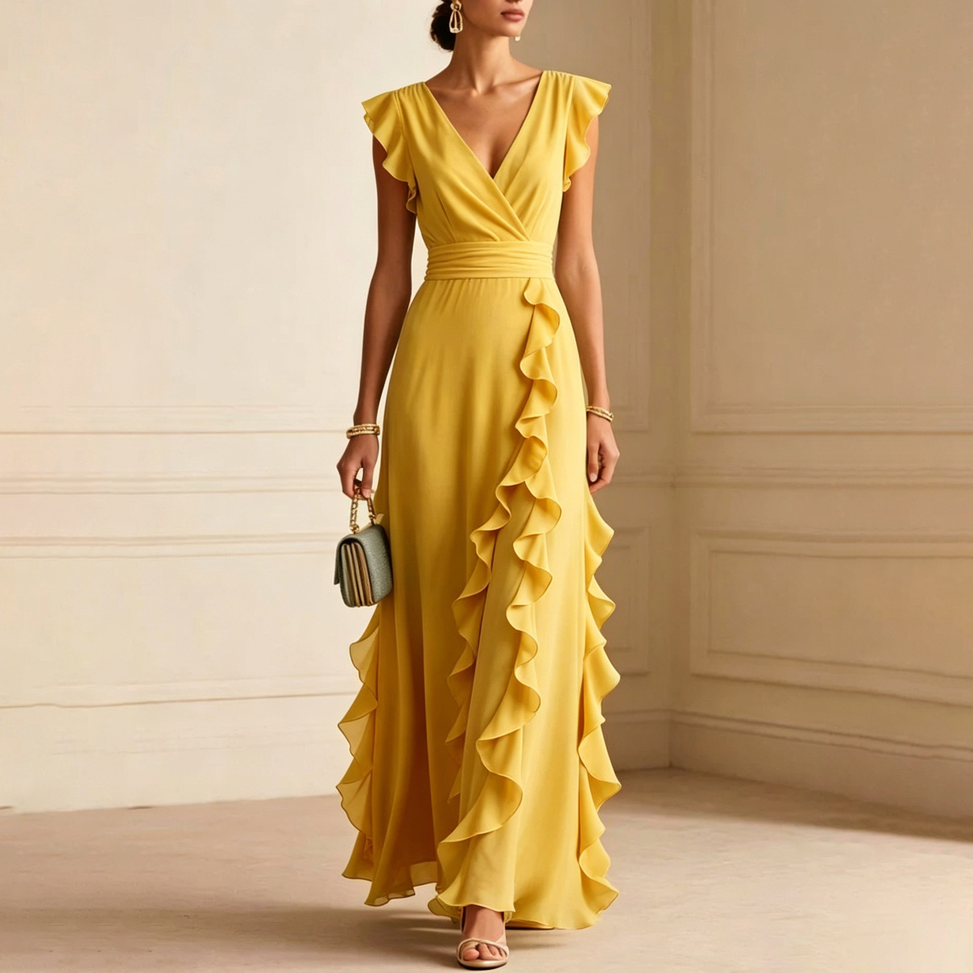 Women's Light Luxury French Style Solid Color Slim Fit Dress