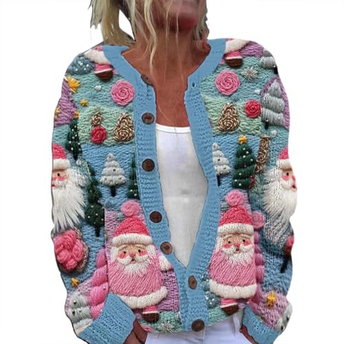 Women's Cartoon Forest Maple Leaf Print Button Cardigan Sweater