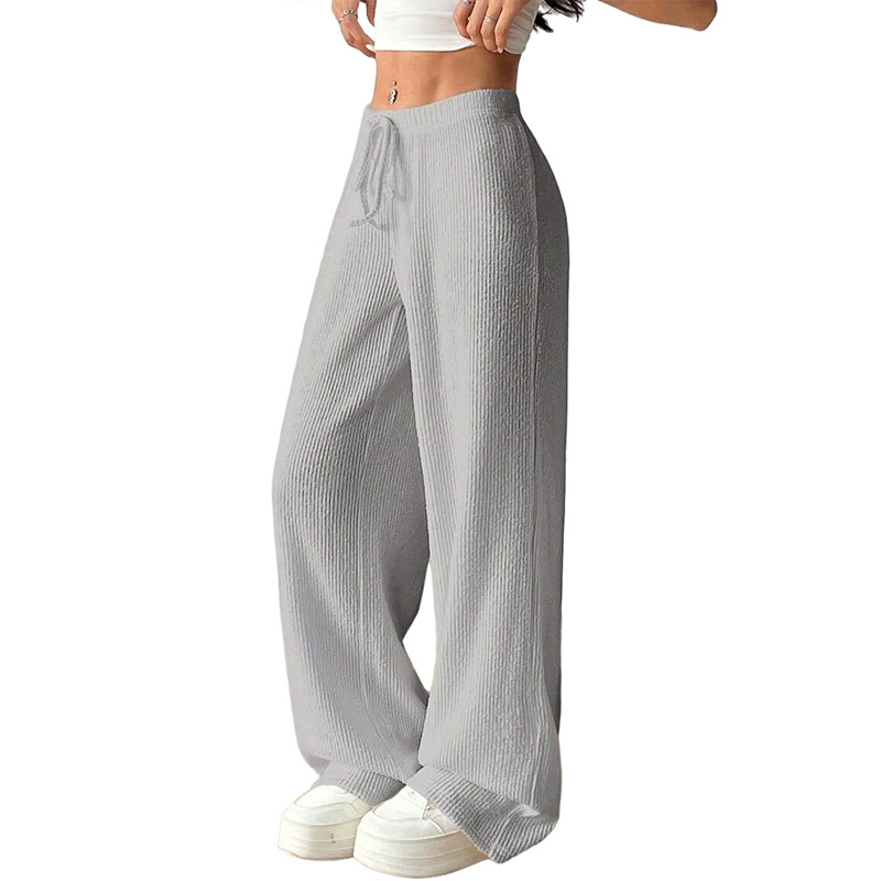 Women's High-Waist Wide-Leg Pants Solid Color Elastic Waist Straight Loose Casual