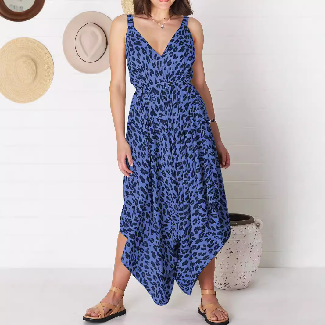 Women's Leopard Print Sleeveless Wide-Leg Jumpsuit