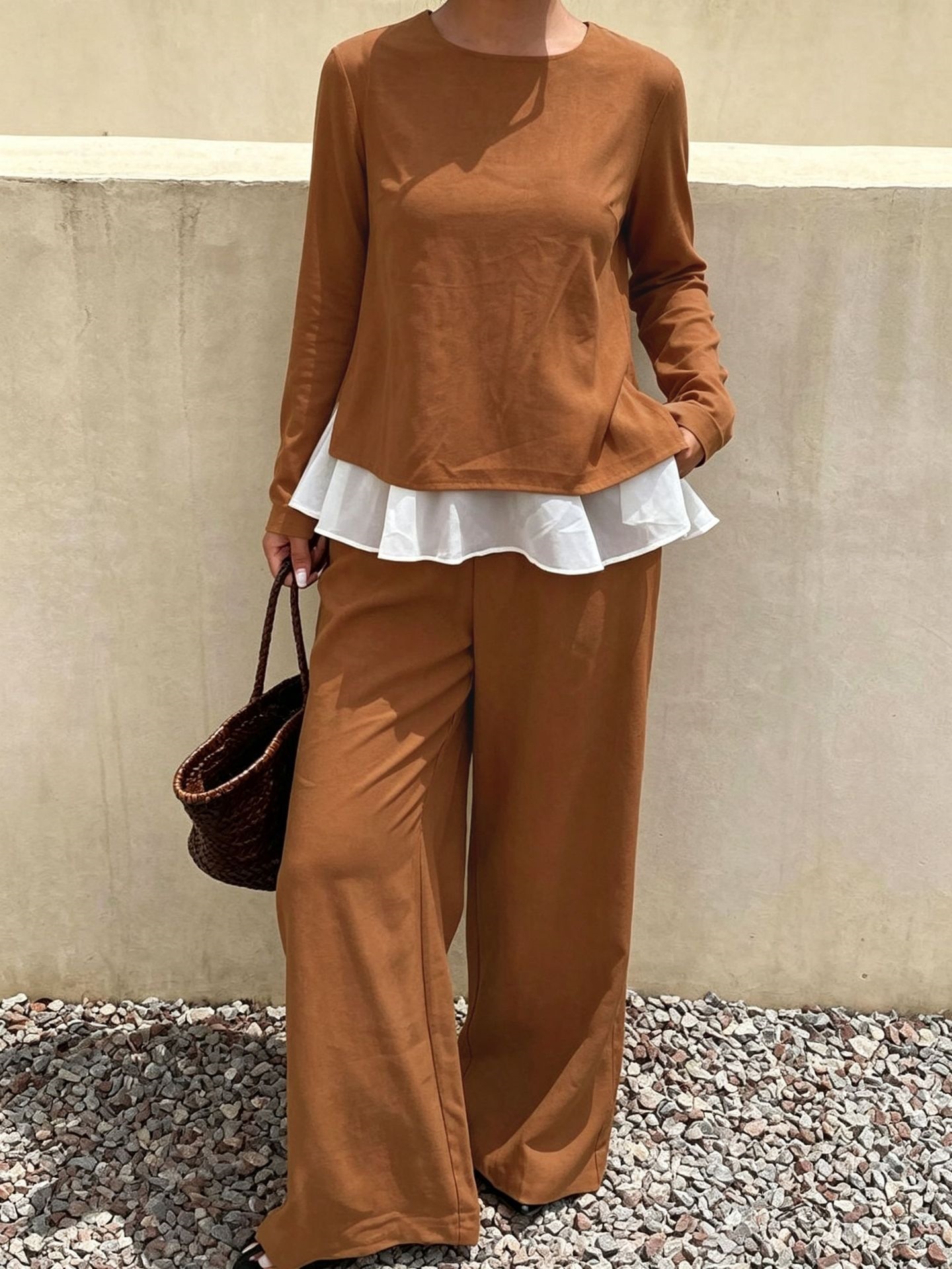 Women's Faux Two-Piece Faux Suede Casual Set