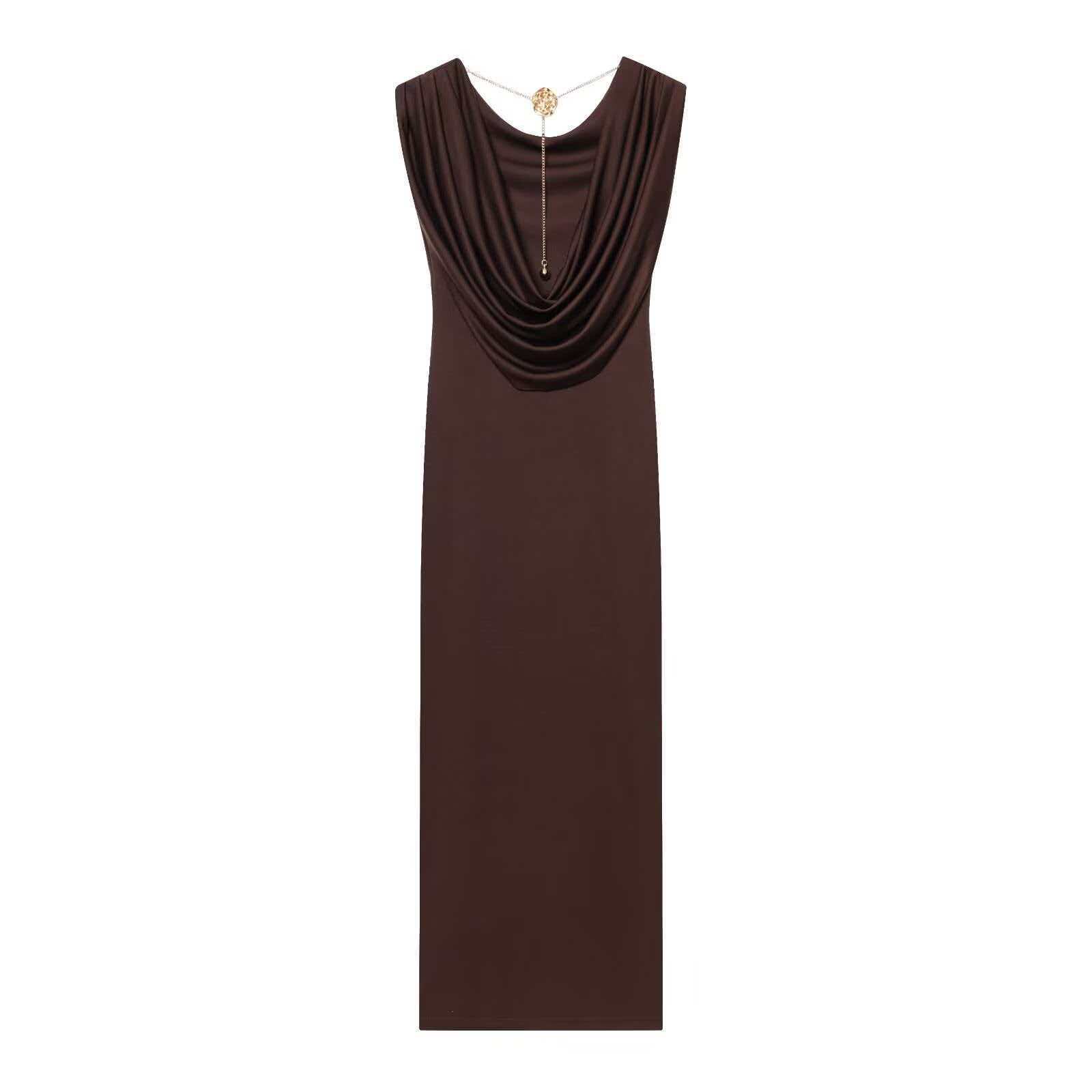 Women's Ruched Midi Dress Slim Fit Sleeveless