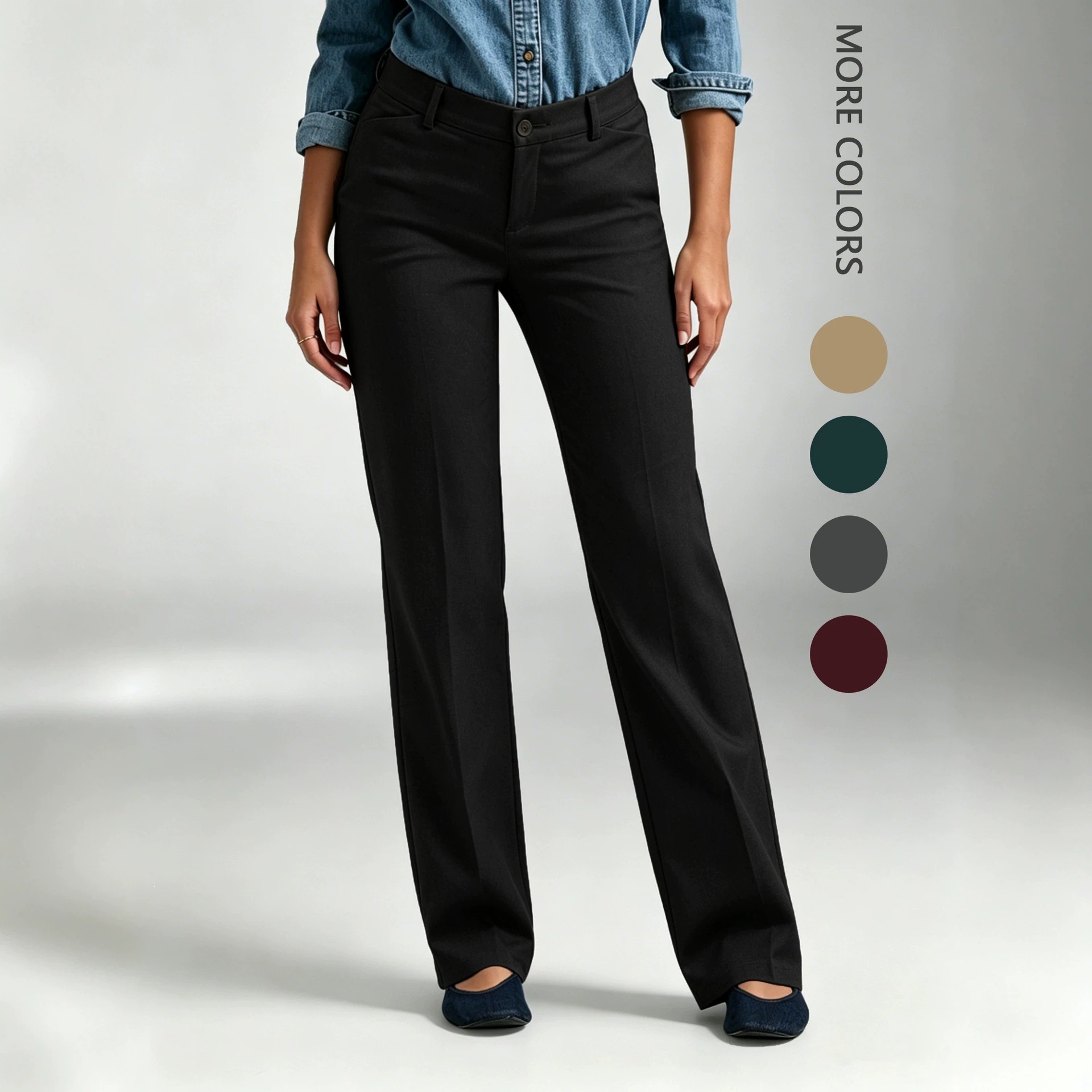 Women's Mid-Rise Slim Straight Dress Pants for Work