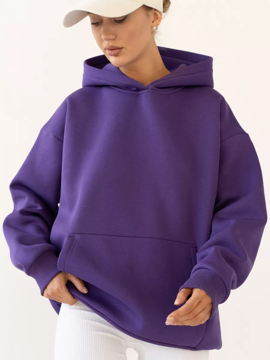 Women's Long-Sleeve Hooded Pullover Sweatshirt Loose Casual Top