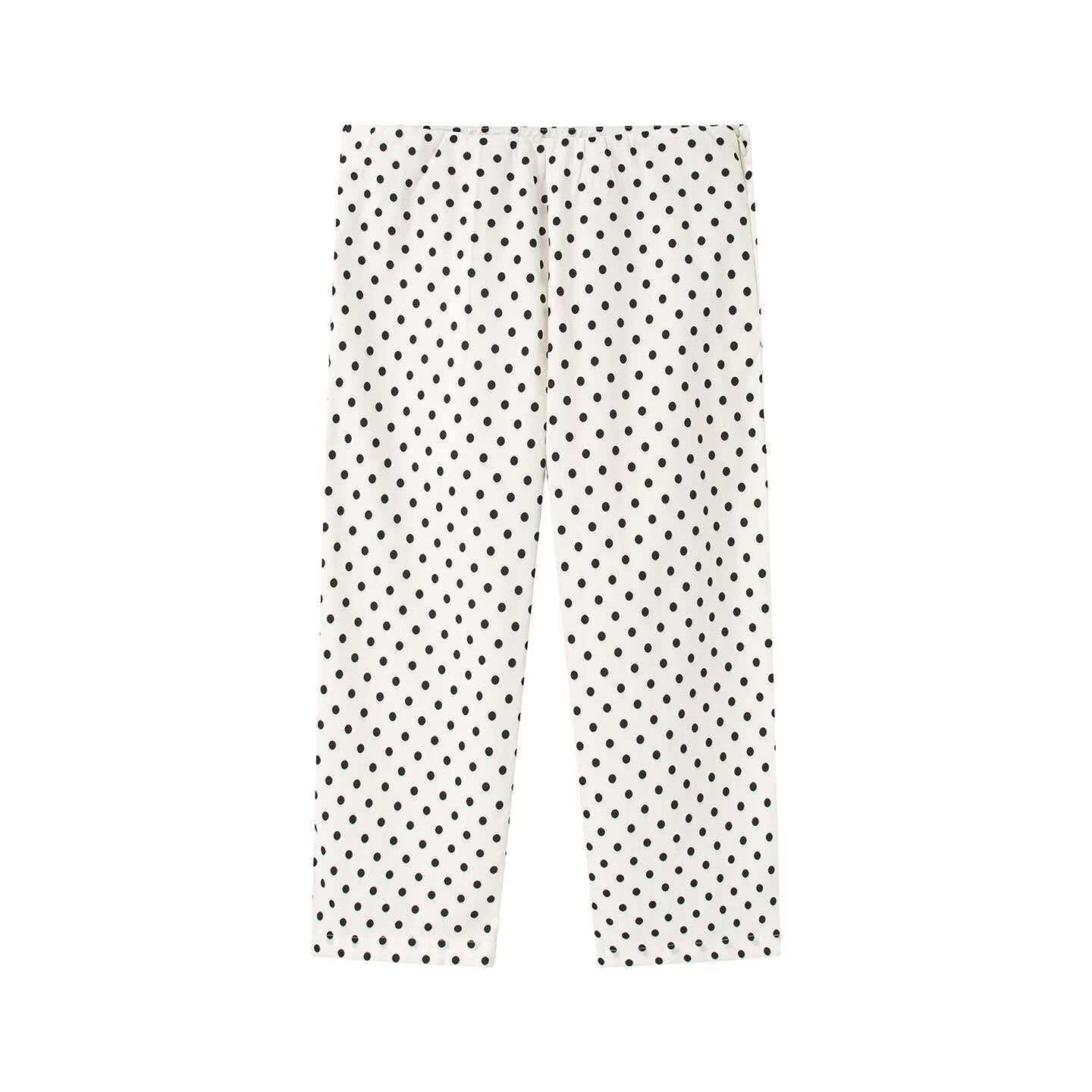 Women's Polka Dot Stand Collar Shirt and Pants Set