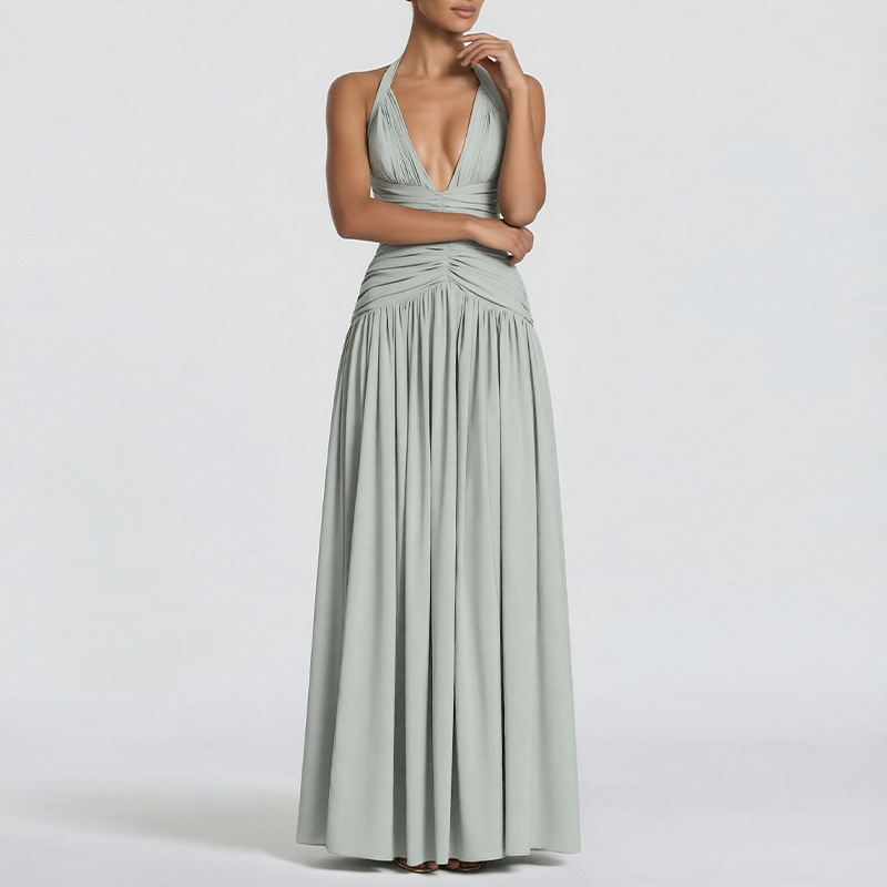 Elegant Halter Neck Split Backless Bodycon Dress