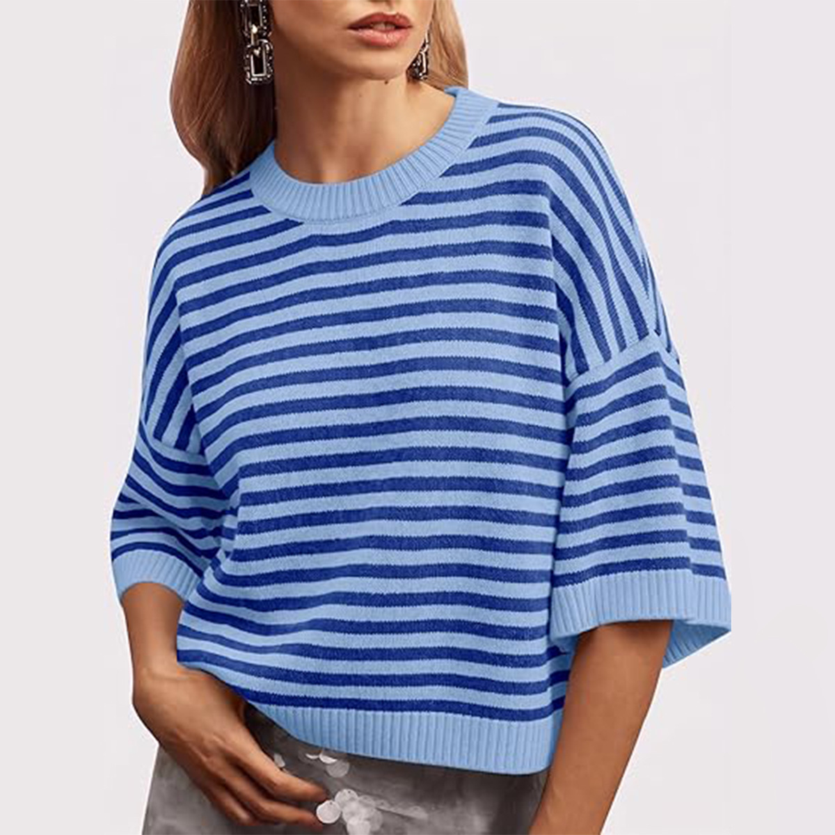 Custom Color-Block Striped Pullover Sweater